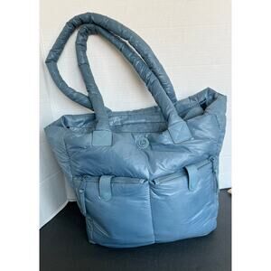 Joan & David Blue 21 Inch Puffer Nylon Weekender Tote Baby Laptop Gym Travel Bag